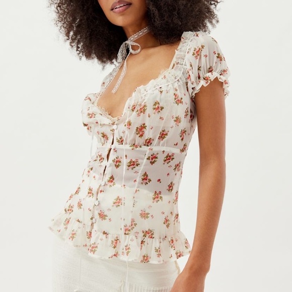 Urban outfitters chiffon floral top - Picture 1 of 8